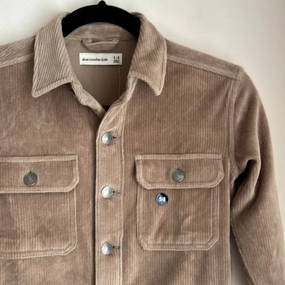 Abercrombie Kids Boys Corduroy jacket shacket long sleeve button down 5/6 NWT! - Picture 2 of 10